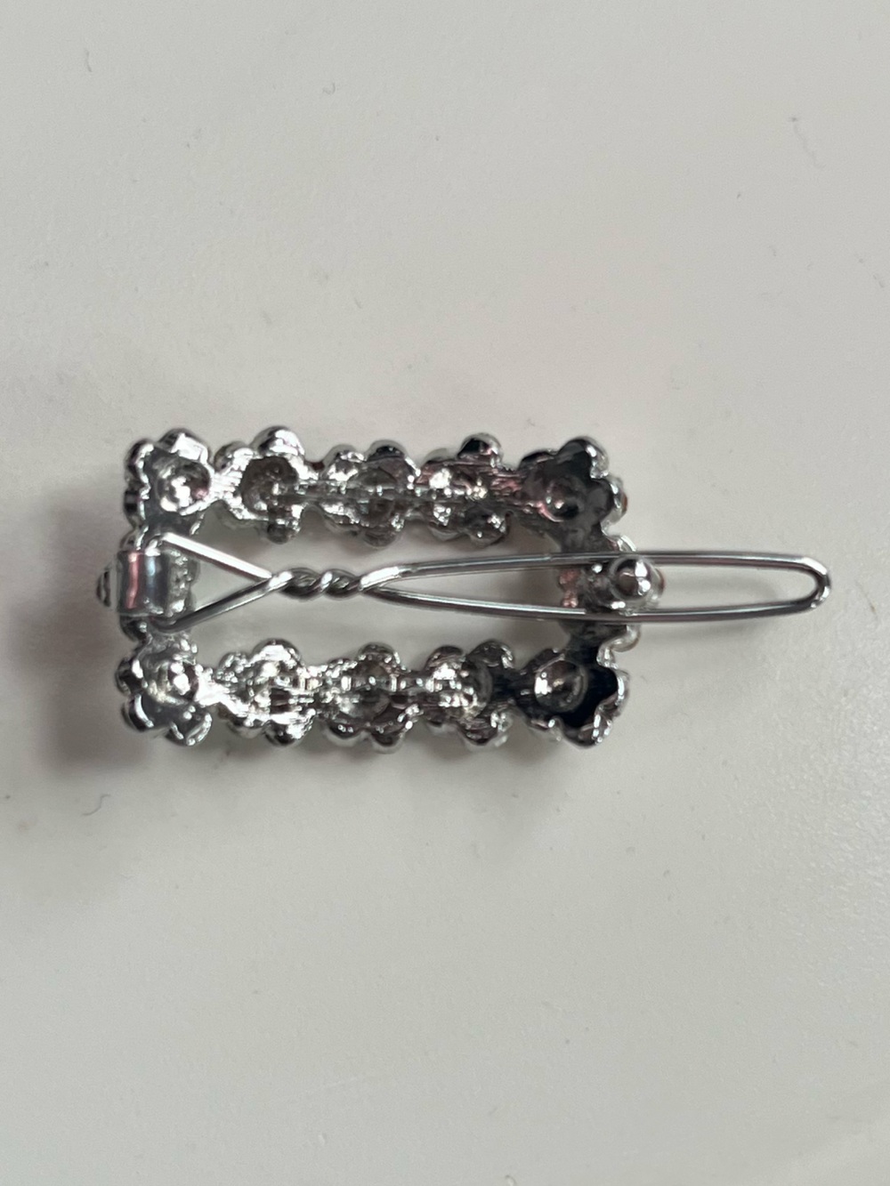 Crystal Rectangle Rhinestone Hair Barrette - Picture 4 of 7